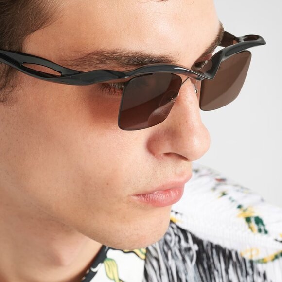 BRAND NEW Prada PRA15S 1AB8C1 Black Brown Rectangle Unisex Sunglasses 0PR A15S - Picture 7 of 10